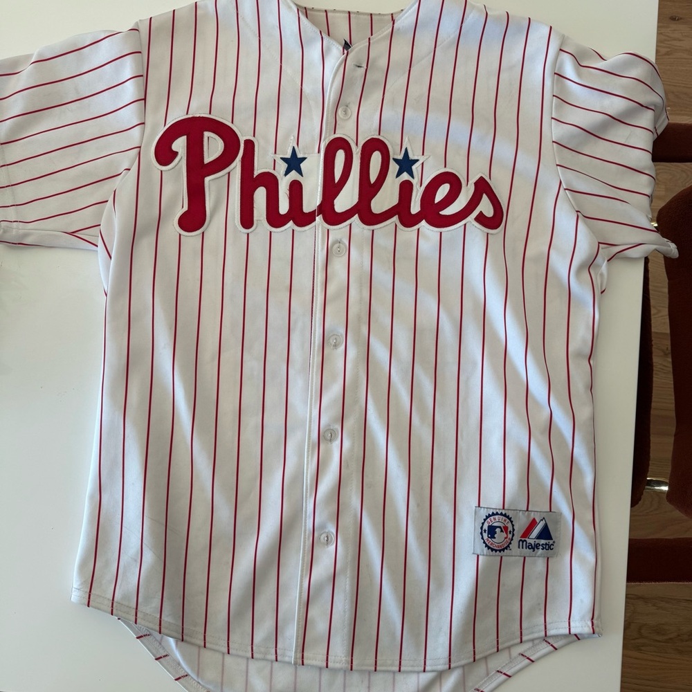 Majestic Phillies White and Red Baseball Jersey. #29 Ibanez